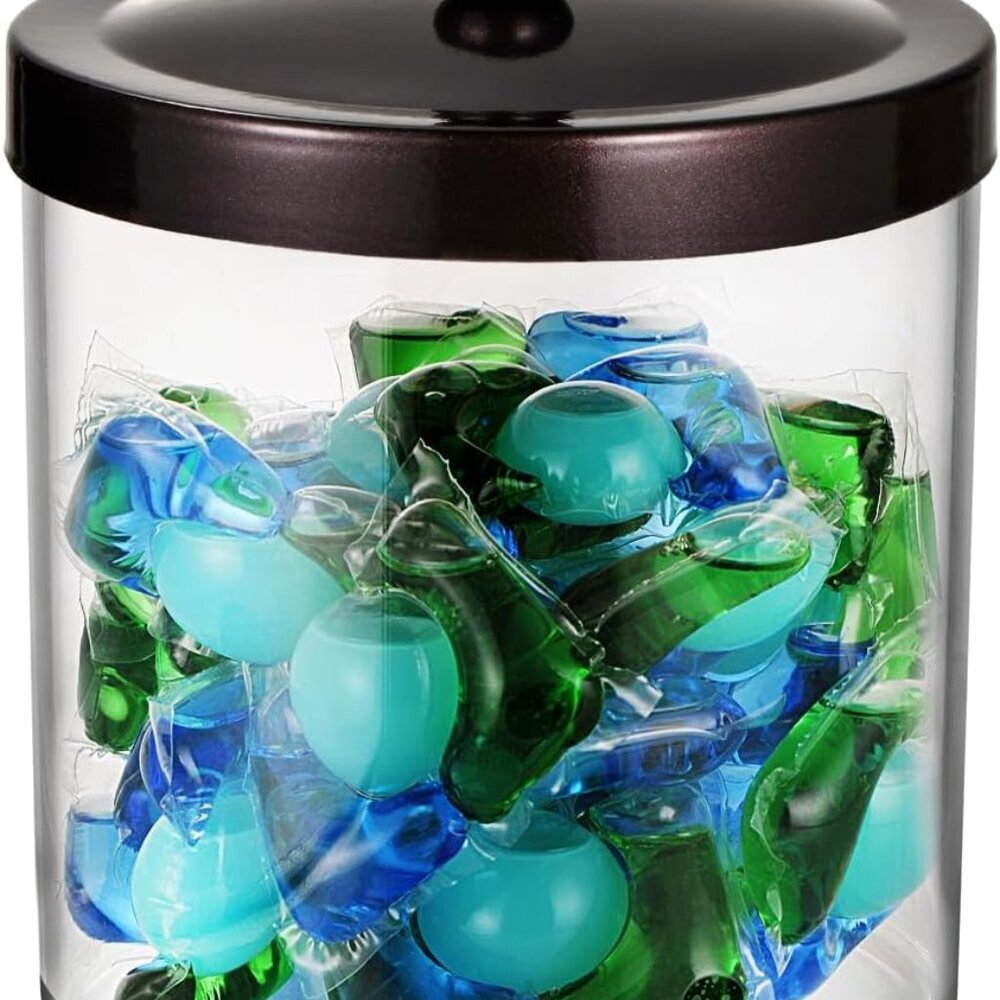 Premium Apothecary Jar - 50 Oz. Large Clear Plastic Container Canister with Rust